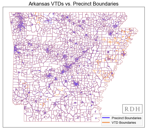 VTD de Arkansas y límites de precintos